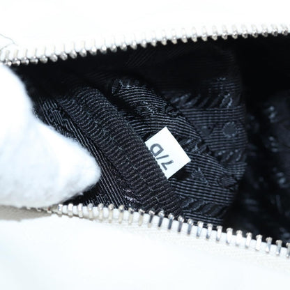 Prada Triangle Logo Wristlet Embossed Leather, White, Leather, Clutch