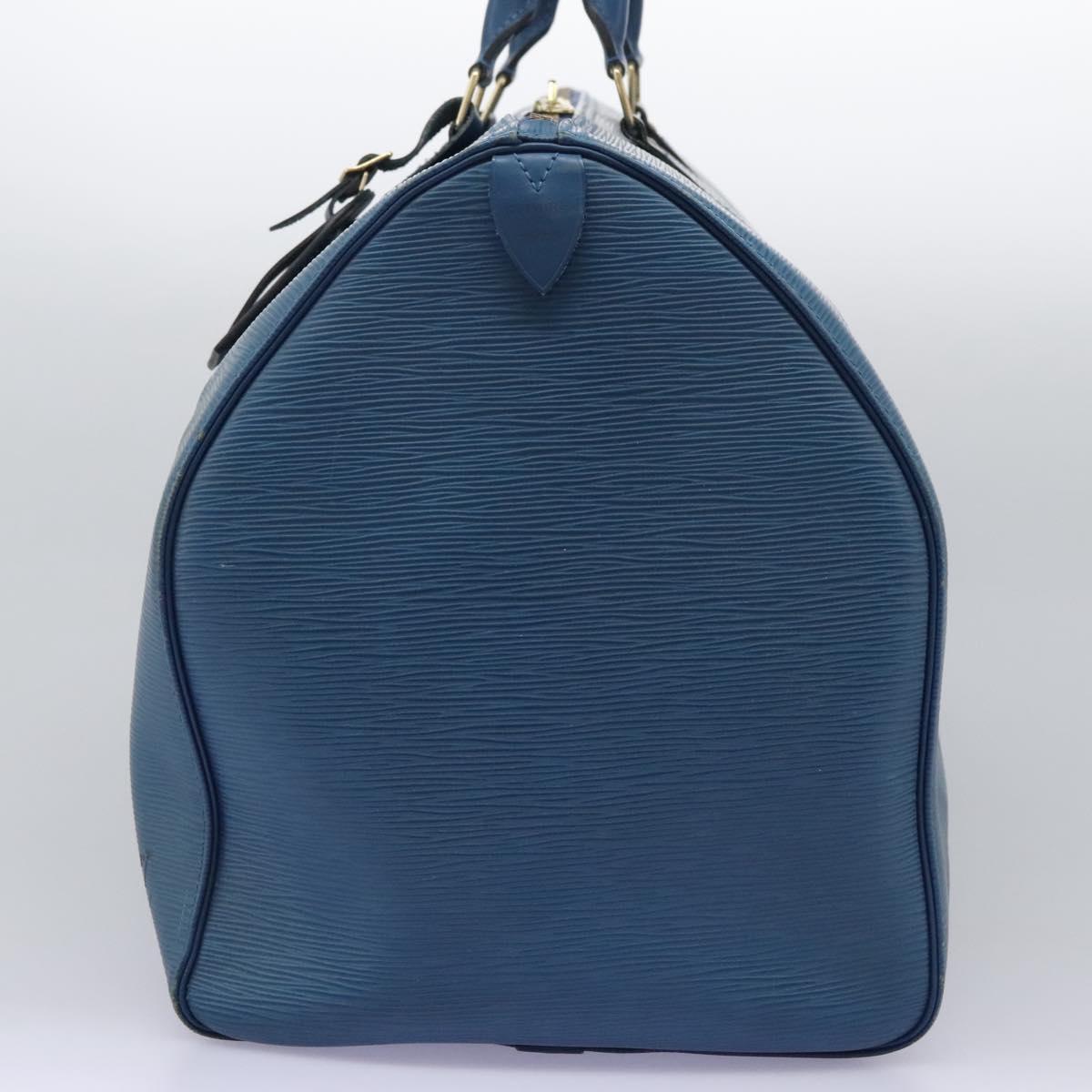 Louis Vuitton Keepall 55, Blue, Leather, travel