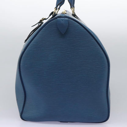 Louis Vuitton Keepall 55, Blue, Leather, travel