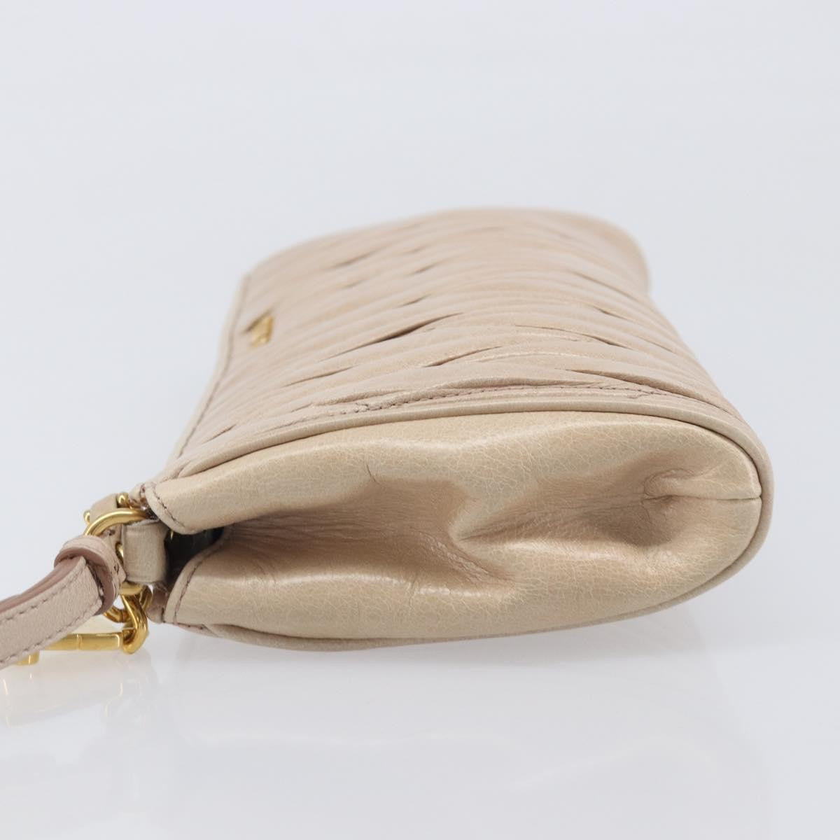 Miu Miu Zip Wristlet Matelasse Leather, Beige, Leather, Clutch
