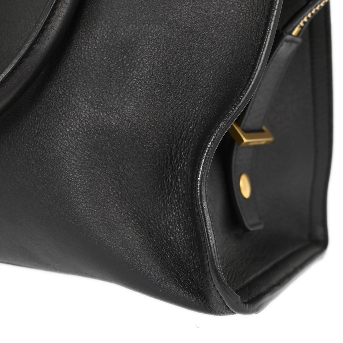 Saint Laurent Monogram Cabas Leather, Black, Calfskin, Tote Bag