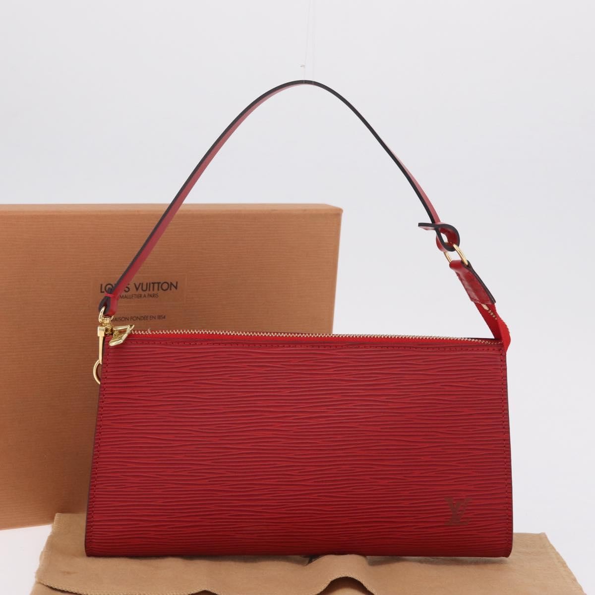Louis Vuitton Pochette Accessoires Epi Leather, Red, Leather, Clutch