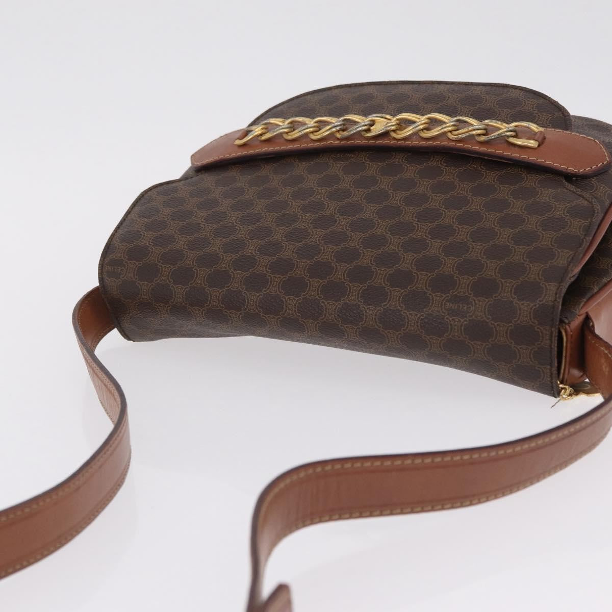 Celine Macadam Shoulder Canvas, Brown, Canvas, Crossbody Bag