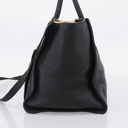 Prada Front Pocket Convertible Vitello Daino, Black, Leather, Tote Bag