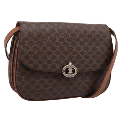 Celine Vintage Macadam Canvas and Leather, Brown, PVC, Shoulder Bag