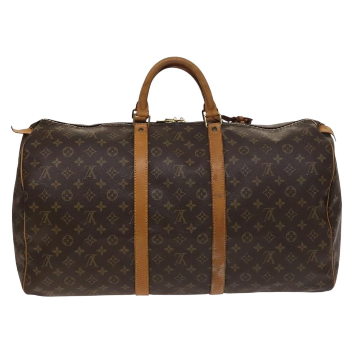 Louis Vuitton Keepall 55, Brown, Canvas, travel