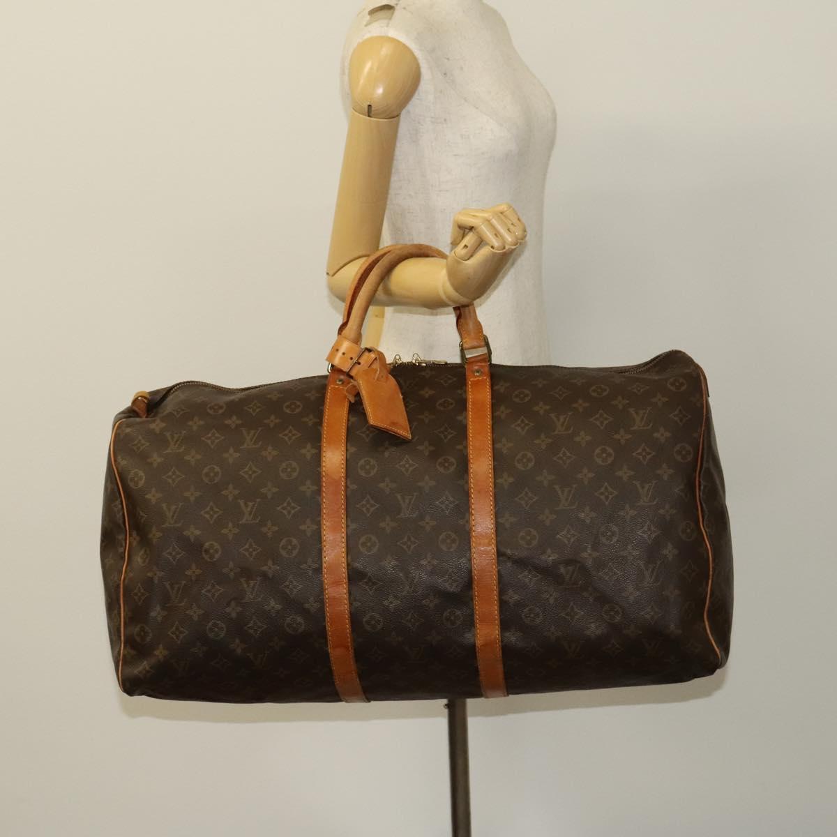 Louis Vuitton Keepall 60, Brown, Canvas, travel