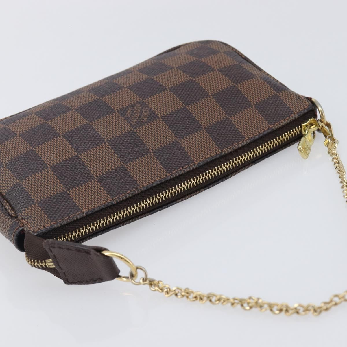 Louis Vuitton Pochette Accessoires Damier Ebene, Brown, Canvas, Clutch