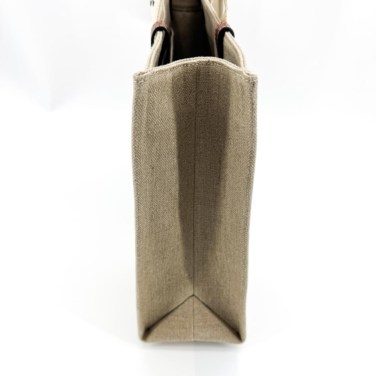 Chloe Woody Canvas with Leather, Brown, Canvas, Tote Bag