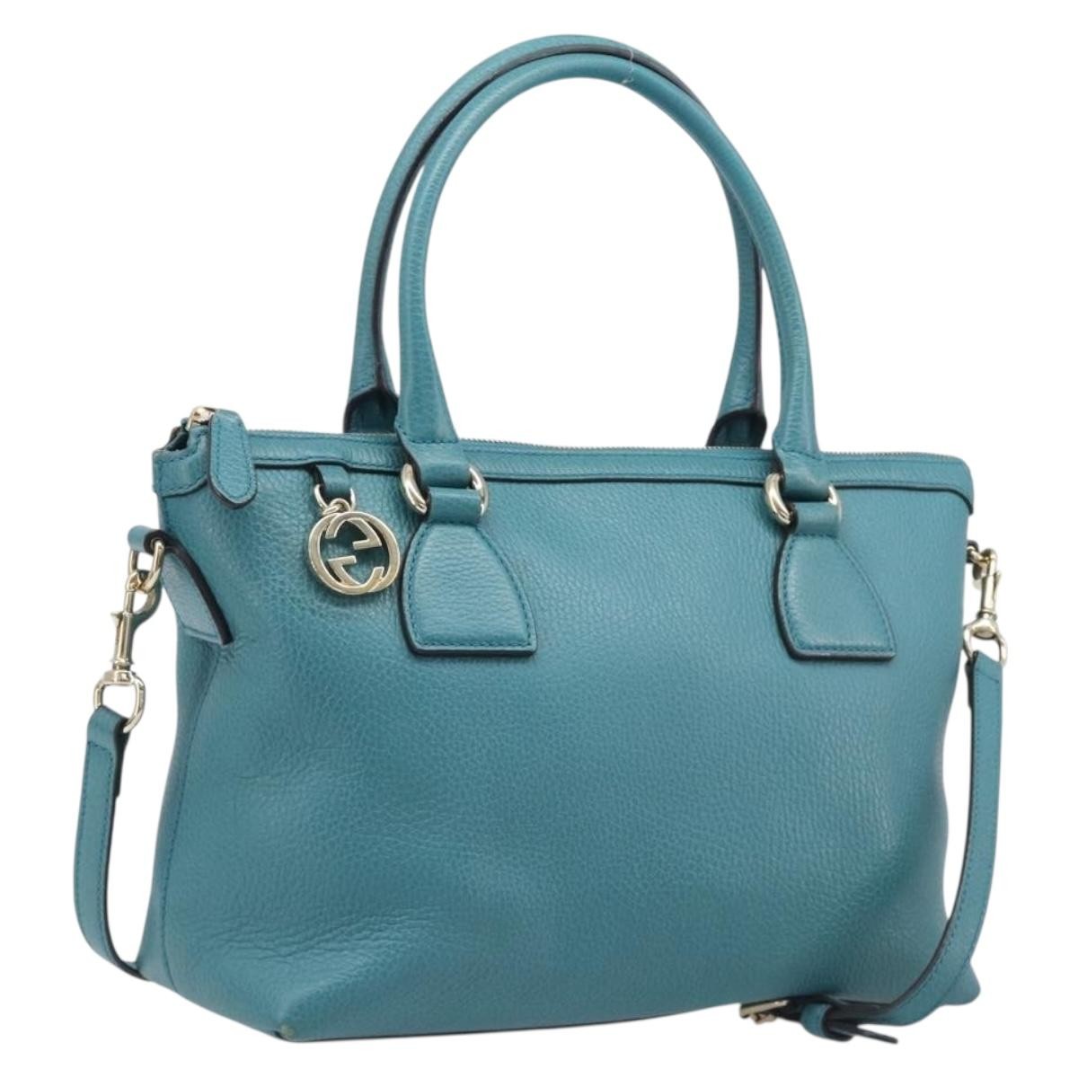 Gucci GG Charm Convertible Dome Satchel Leather, Blue, Leather, Handbag