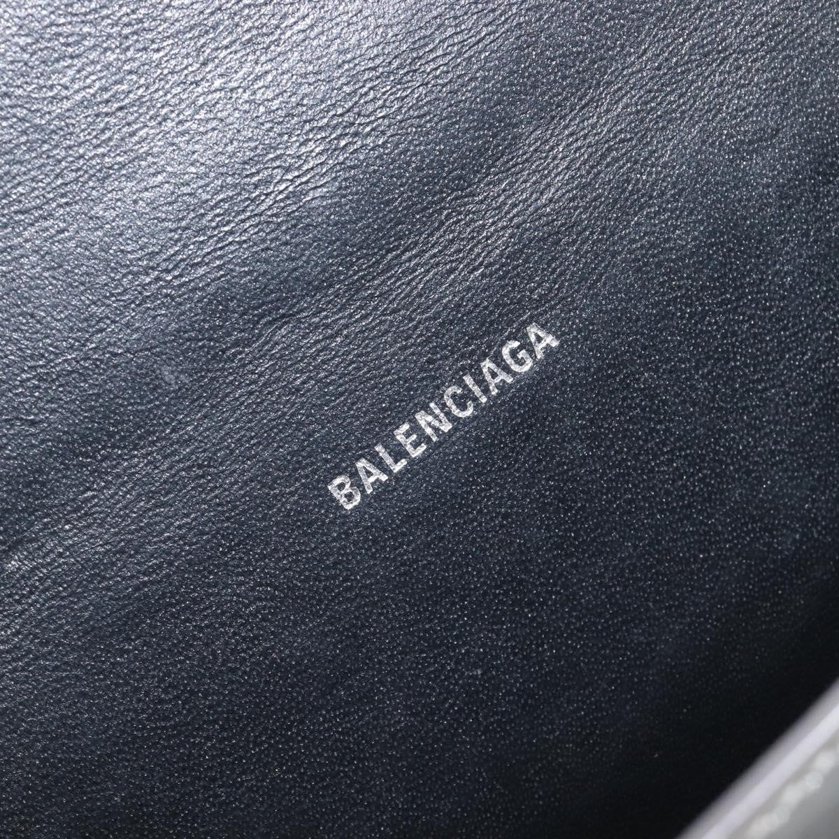 Balenciaga Hourglass Top Handle Leather, Silver, Leather, Handbag