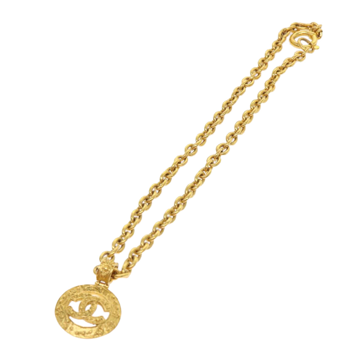 Chanel CC Open Heart Pendant Necklace Metal, GOLD, METAL, Necklace