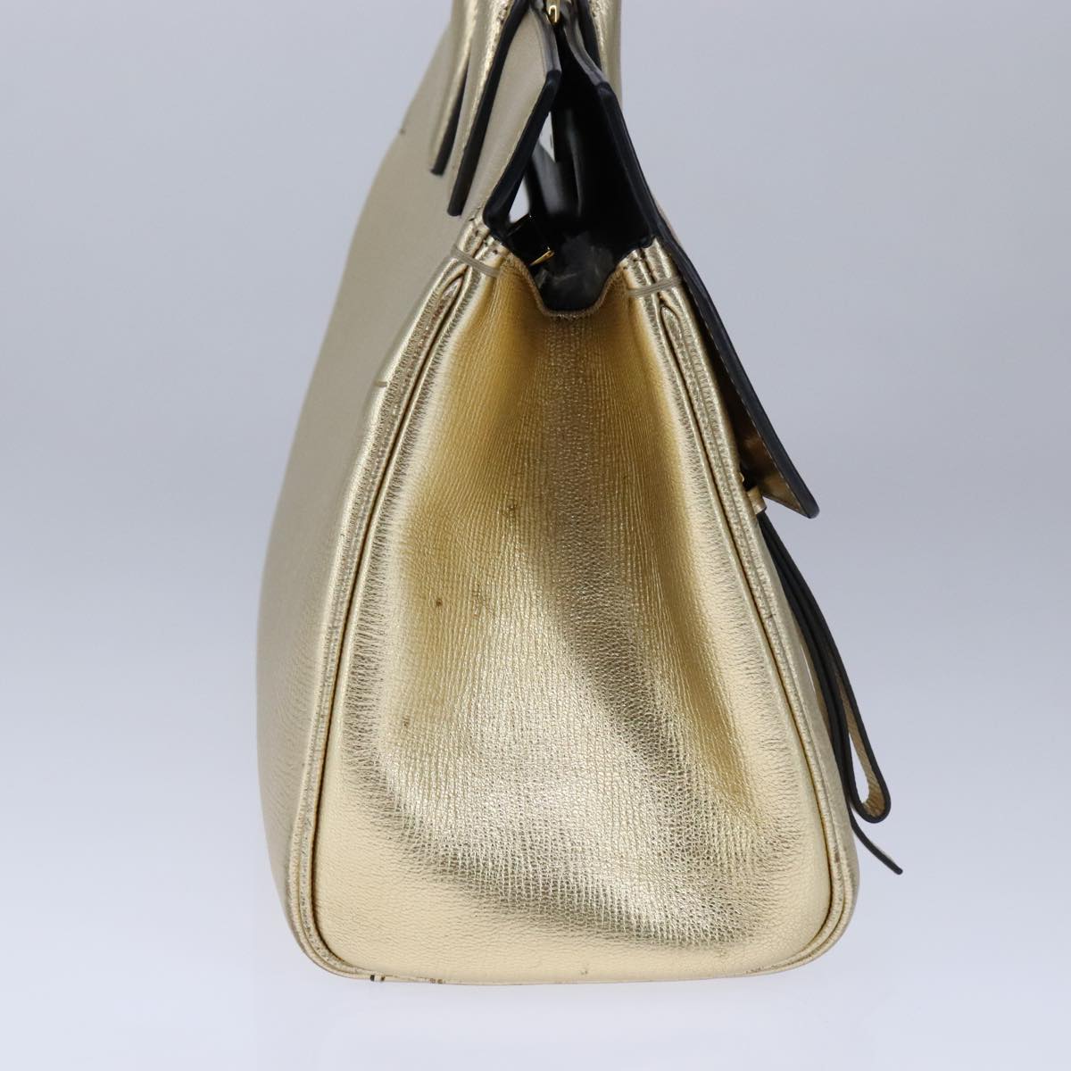 Salvatore Ferragamo Gancini, Gold, Leather, handbag