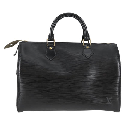 Louis Vuitton Speedy, Black, Leather, handbag