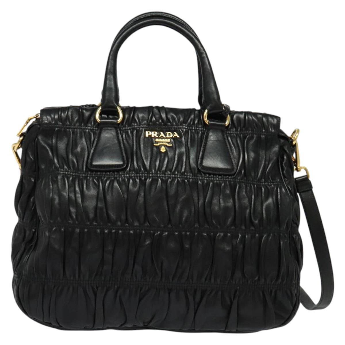 Prada Gaufre, Black, Leather, handbag