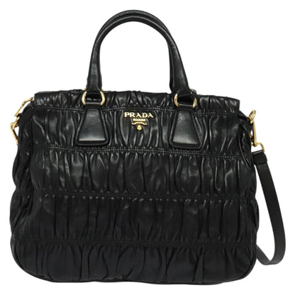 Prada Gaufre, Black, Leather, handbag