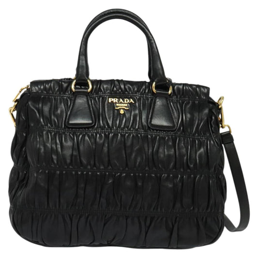 Prada Gaufre, Black, Leather, handbag