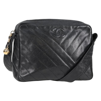 Chanel Camera, Black, Leather, shoulder