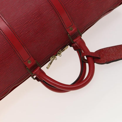 Louis Vuitton Keepall 50, Red, Leather, travel