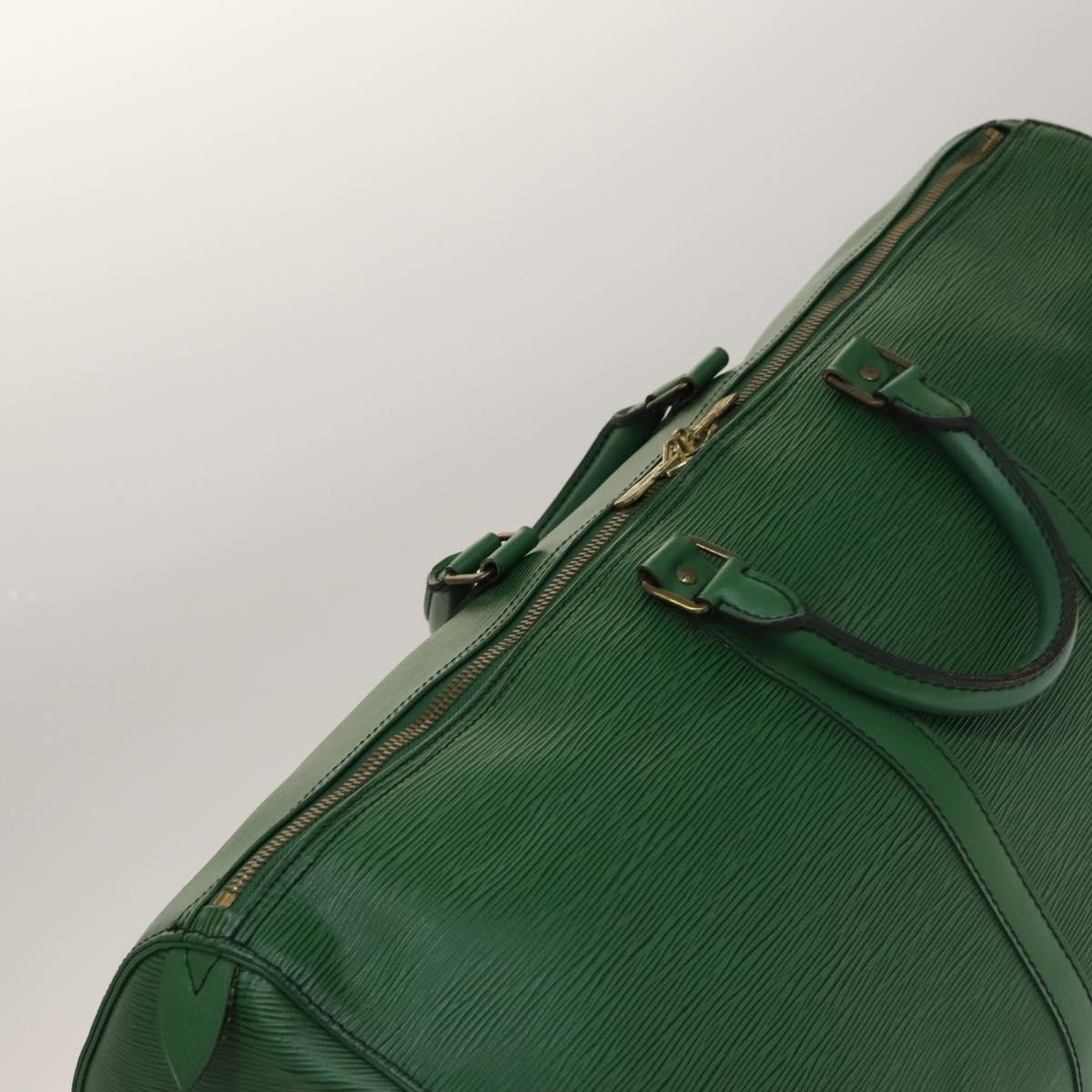 Louis Vuitton Keepall 55, Green, Leather, travel