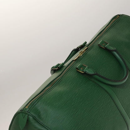 Louis Vuitton Keepall 55, Green, Leather, travel