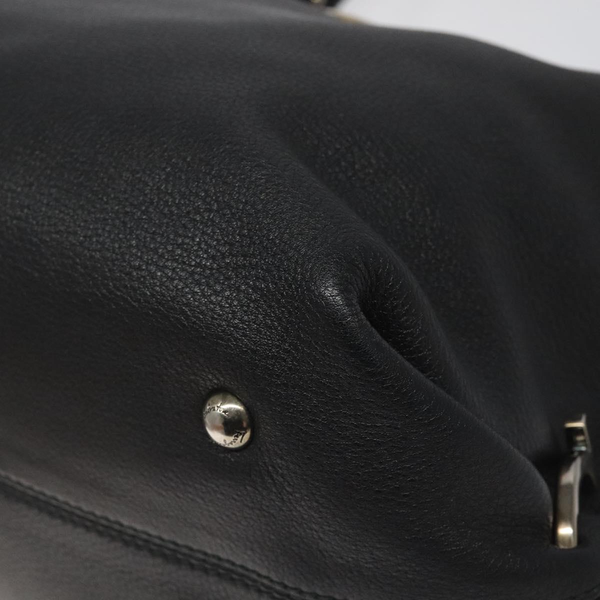 Salvatore Ferragamo Gancini, Black, Leather, handbag