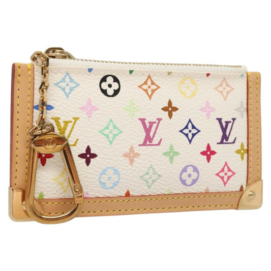 Louis Vuitton Pochette Clés, White, Canvas, wallet