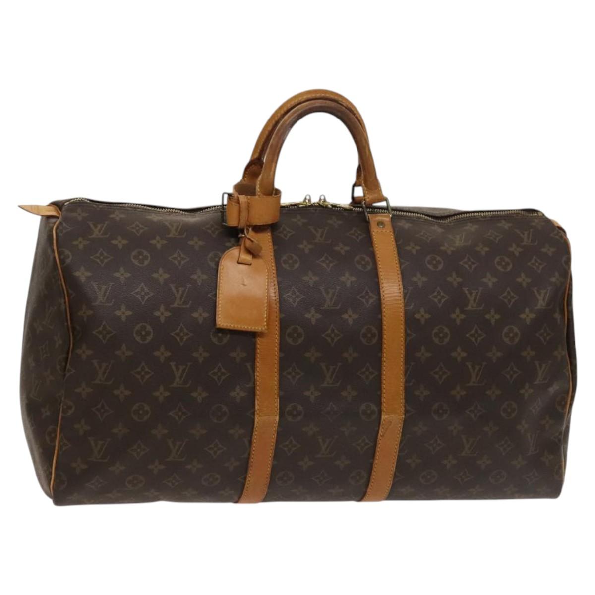 Louis Vuitton Keepall 55, Brown, Canvas, travel