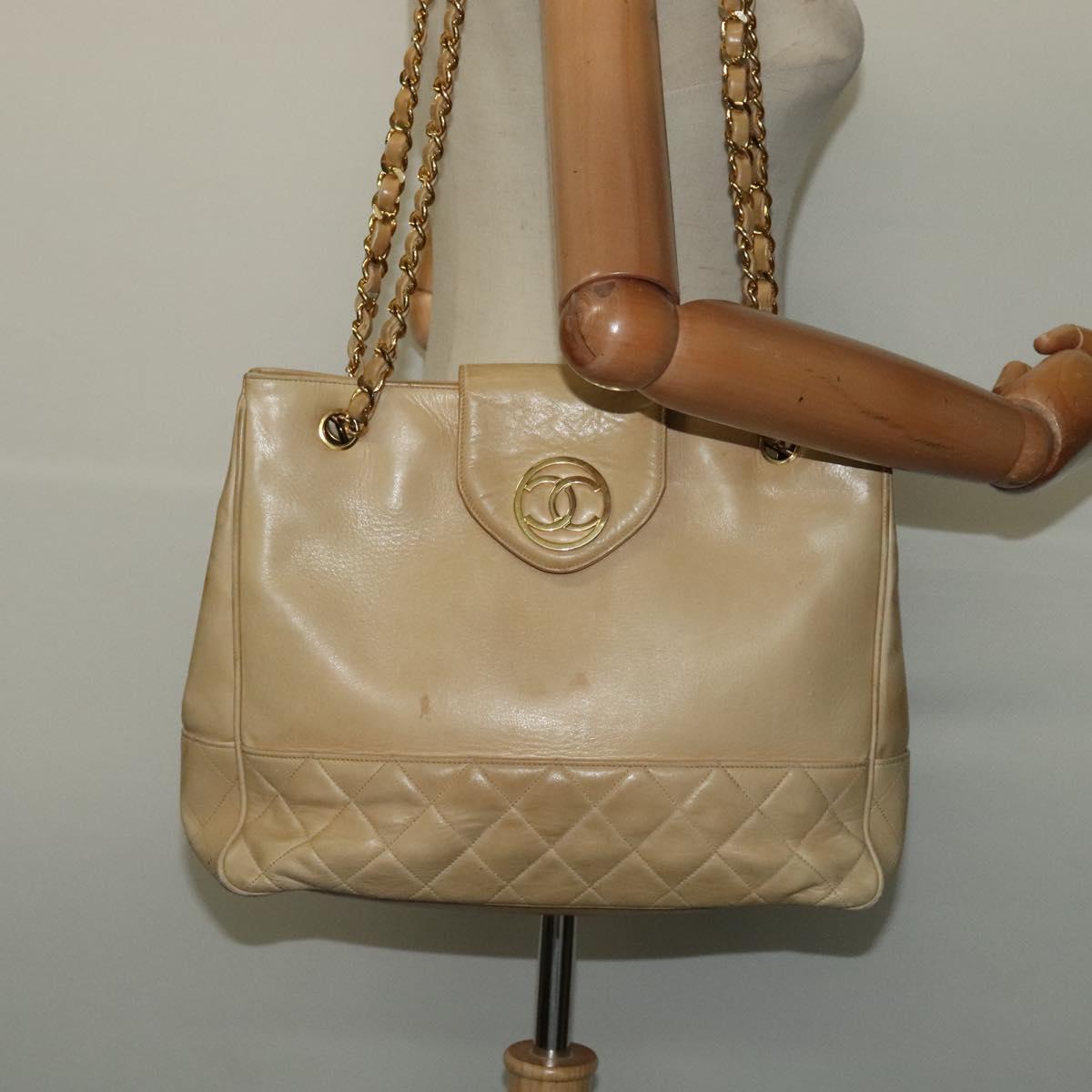 Chanel, Beige, Leather, shoulder
