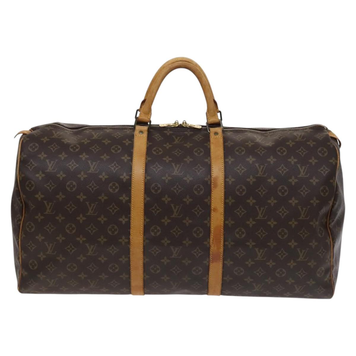 Louis Vuitton Keepall 60, Brown, Canvas, travel