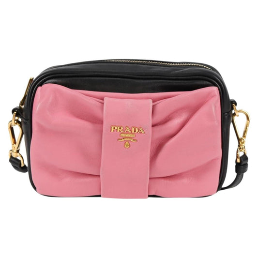 Prada Ribbon, Black, Leather, shoulder