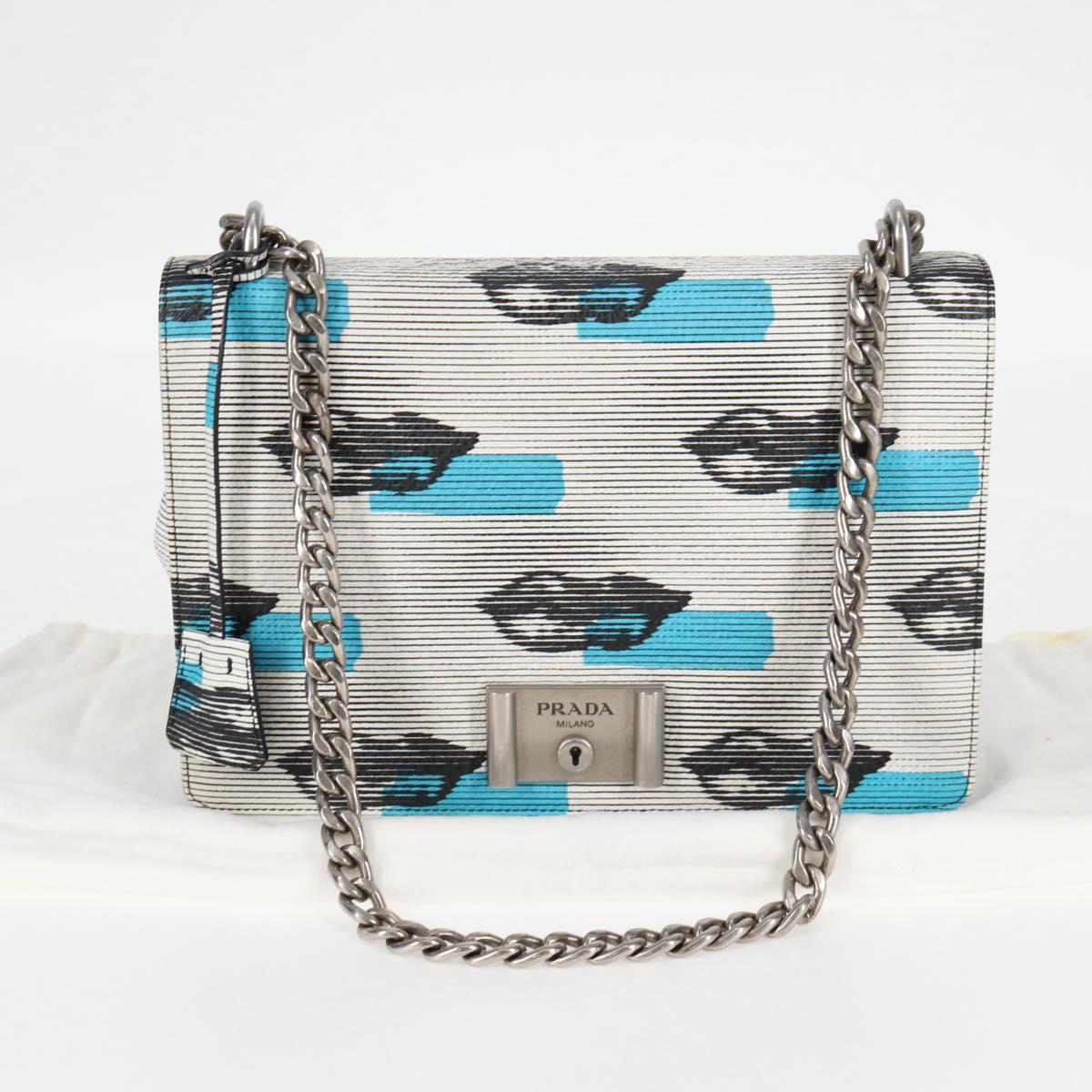 Prada Vitello, Silver, Leather, shoulder