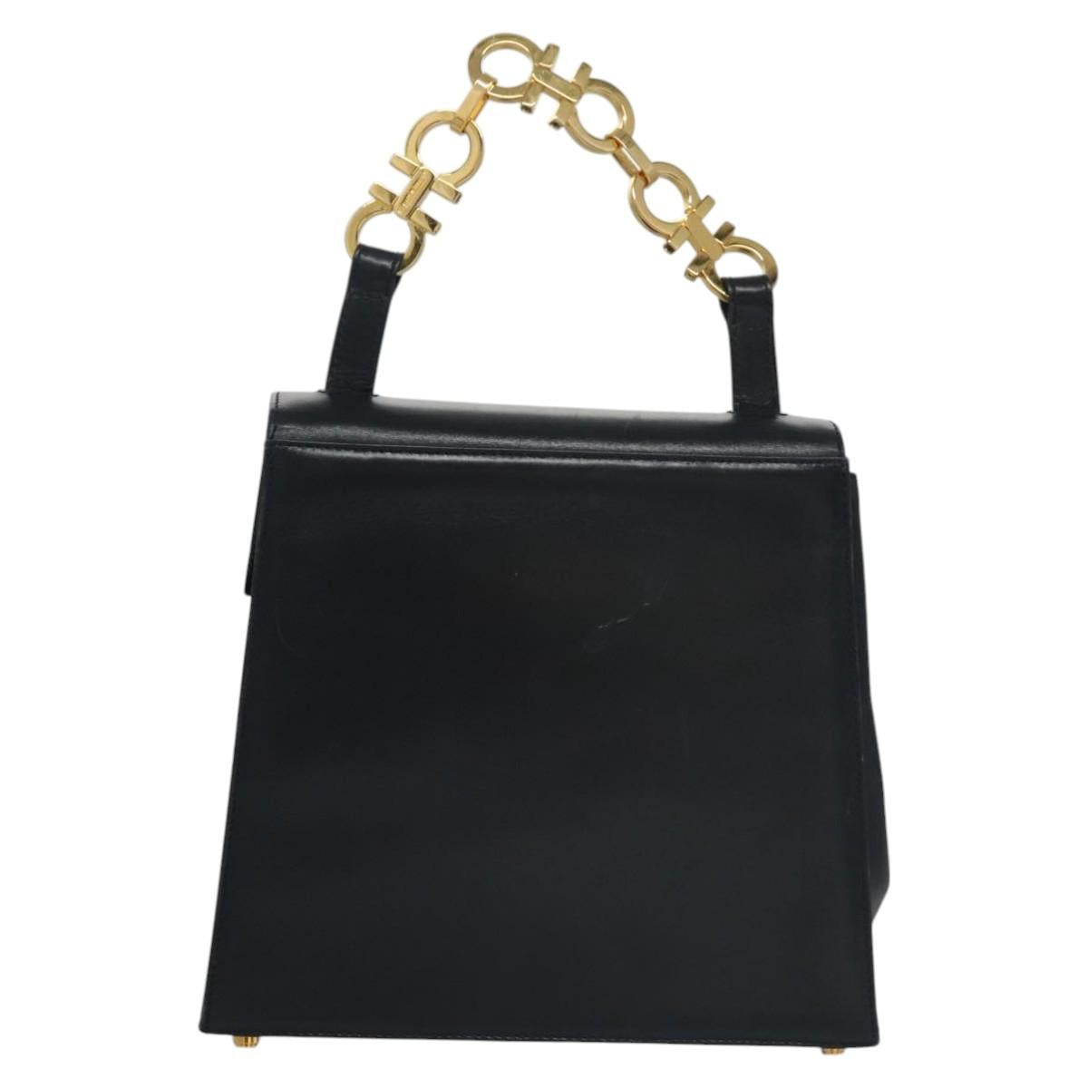 Salvatore Ferragamo Gancini, Black, Leather, handbag