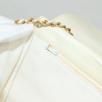 Chanel Demi Lune, White, Leather, shoulder