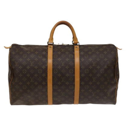 Louis Vuitton Keepall 55, Brown, "CANVAS, LEATHER", travel