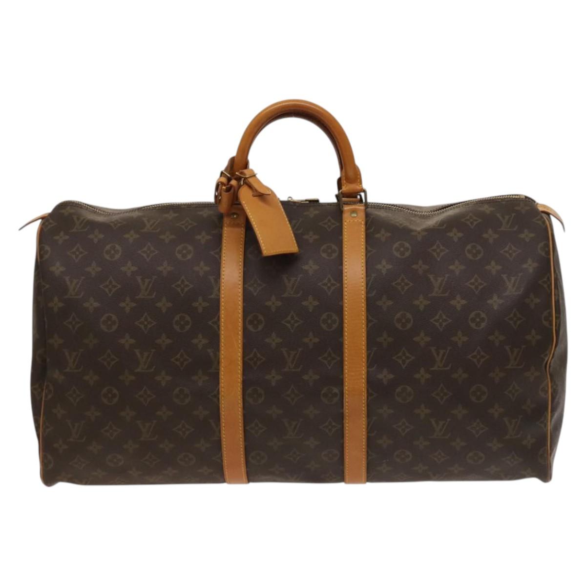 Louis Vuitton Keepall 55, Brown, Canvas, travel