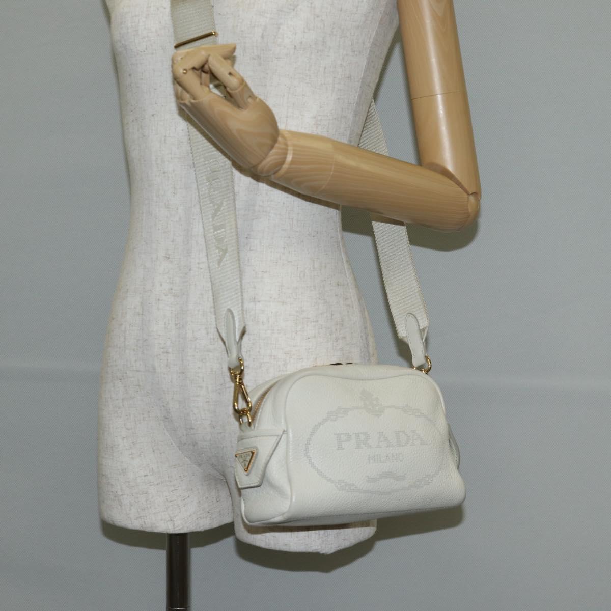 Prada Camera, White, Leather, shoulder