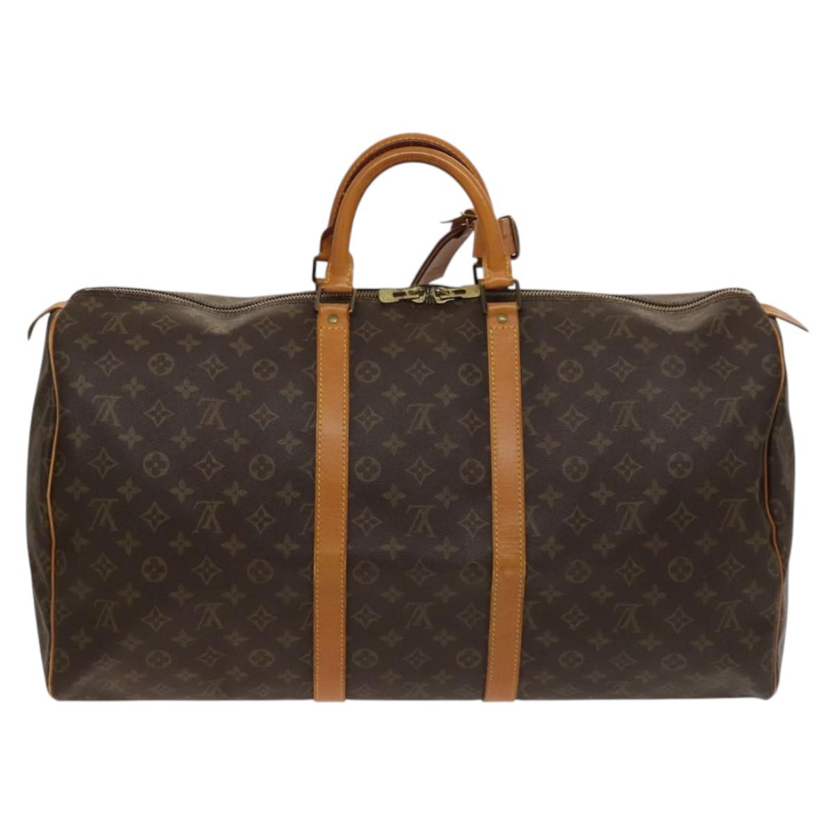 Louis Vuitton Keepall 55, Brown, Canvas, travel