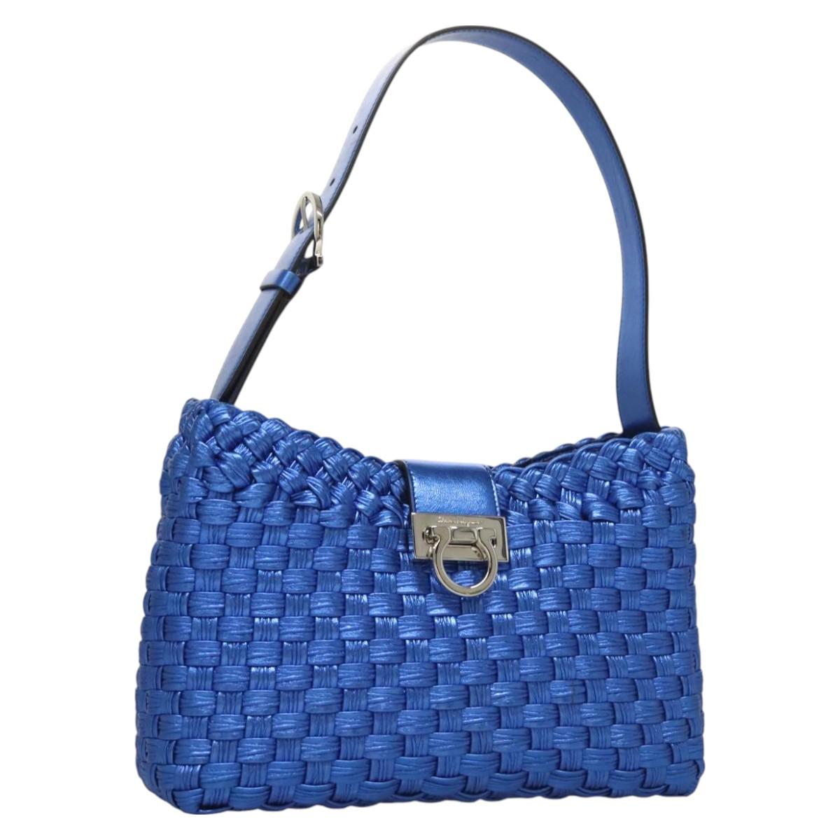 Salvatore Ferragamo Gancini, Blue, Leather, shoulder
