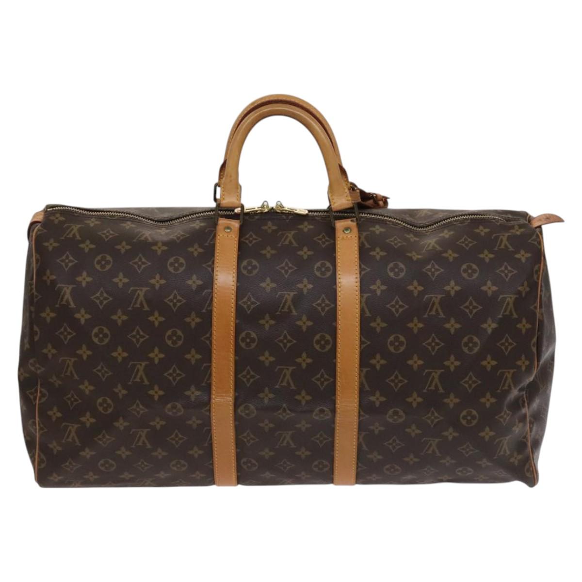 Louis Vuitton Keepall 55, Brown, Canvas, travel