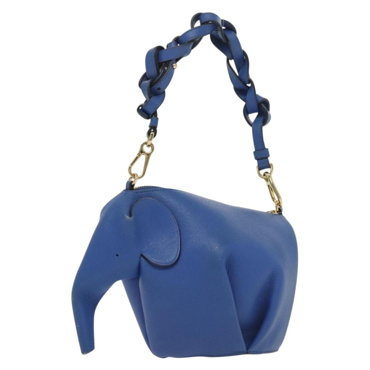 Loewe Elephant, Blue, Leather, handbag