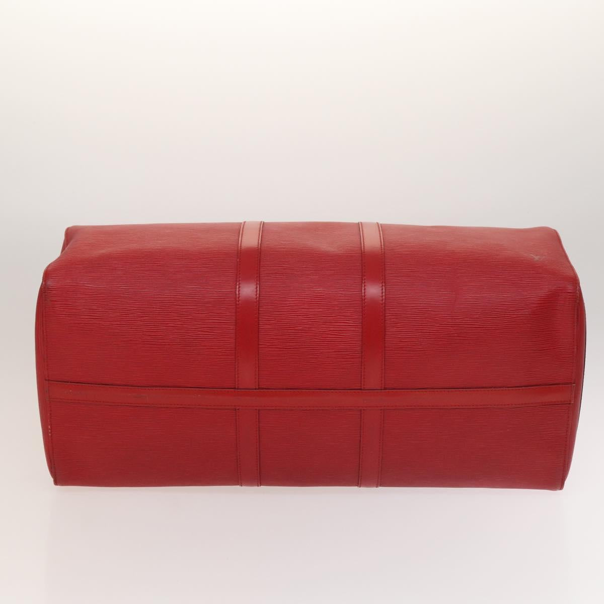 Louis Vuitton Keepall 55, Red, Leather, travel