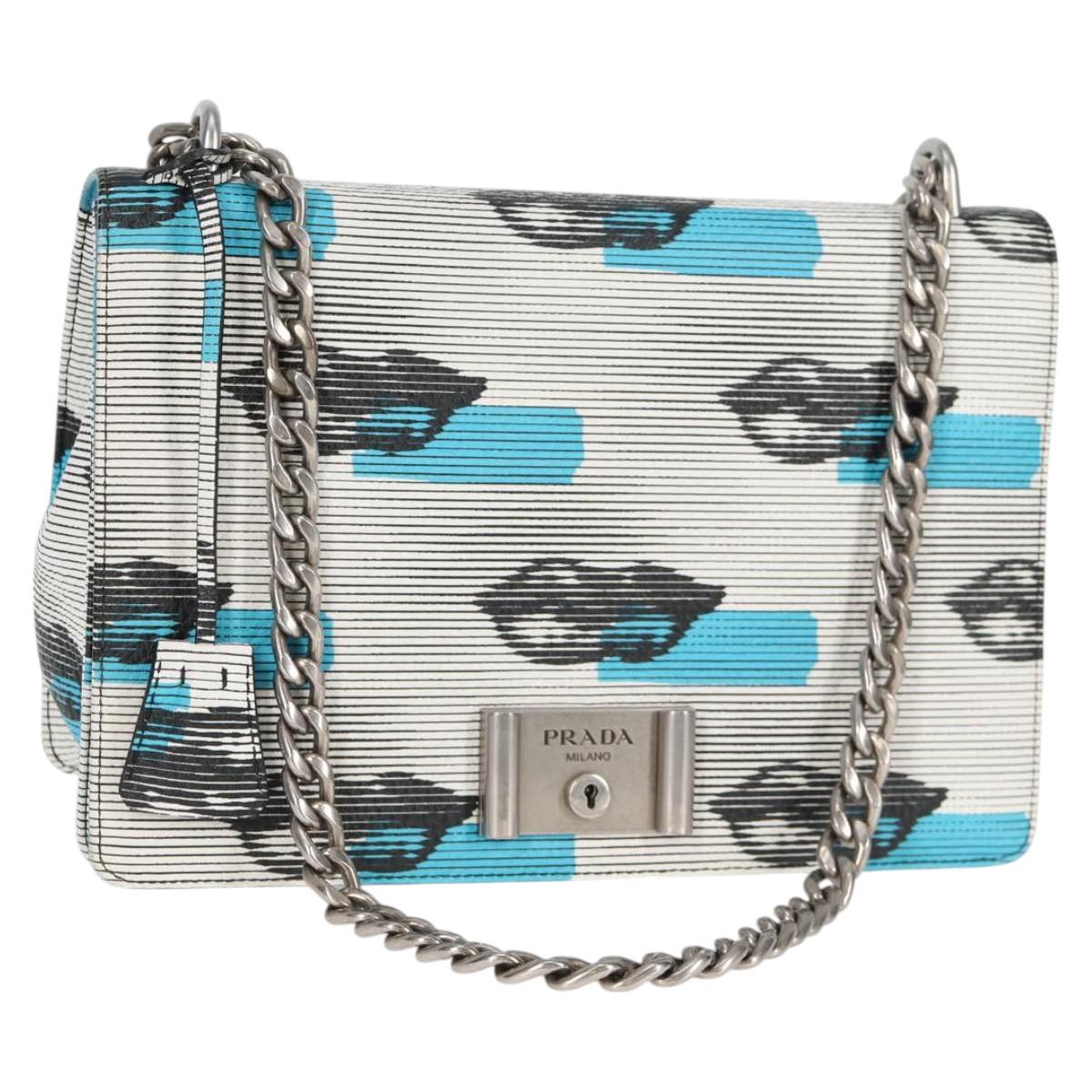 Prada Vitello, Silver, Leather, shoulder