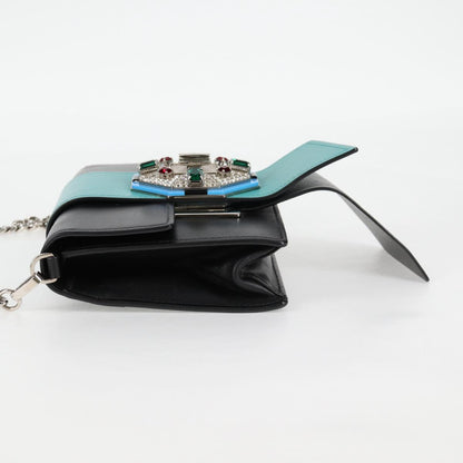 Prada Ribbon, Black, Leather, shoulder