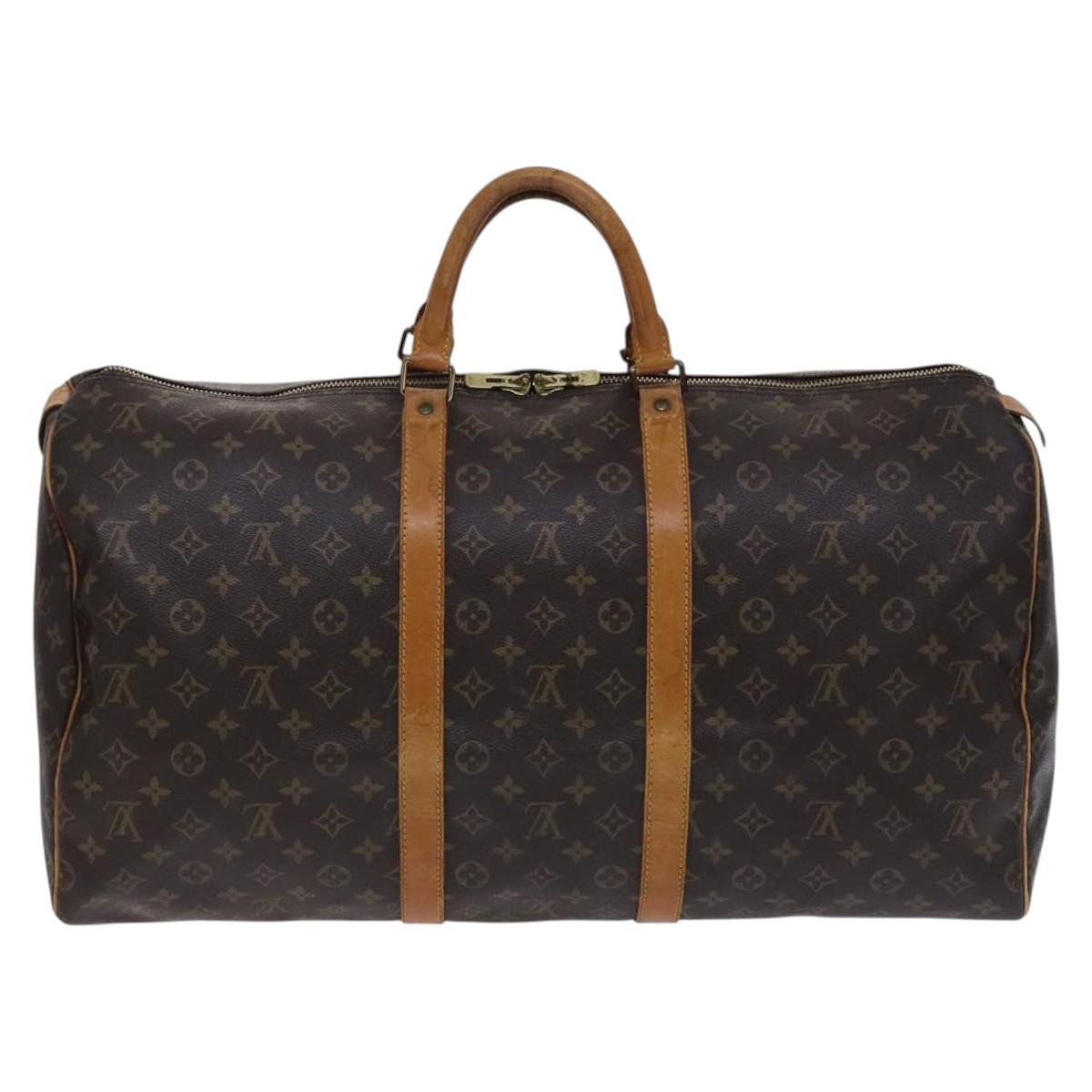 Louis Vuitton Keepall 55, Brown, Canvas, travel