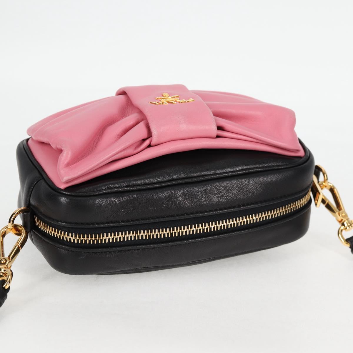 Prada Ribbon, Black, Leather, shoulder