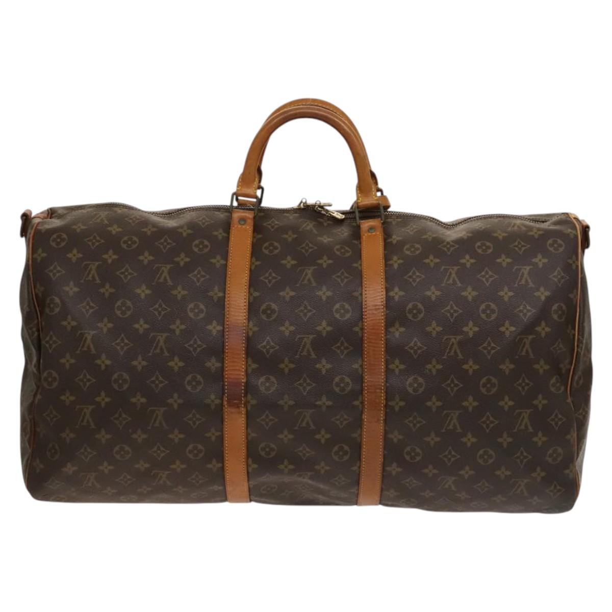 Louis Vuitton Keepall Bandoulière 55, Brown, Canvas, travel