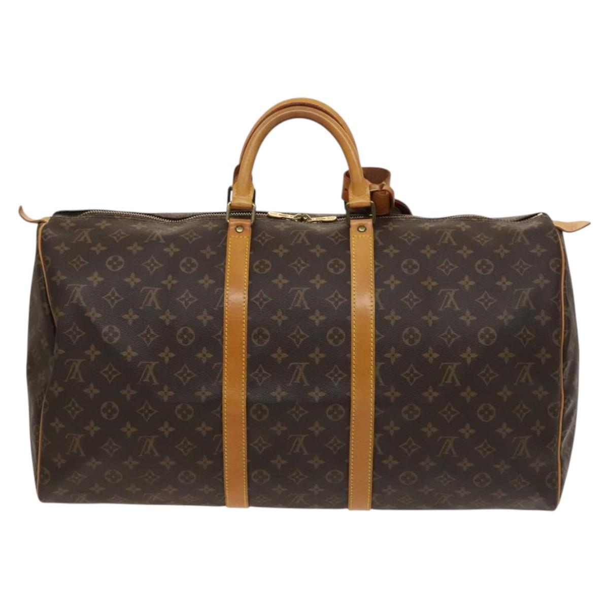 Louis Vuitton Keepall 55, Brown, Canvas, travel