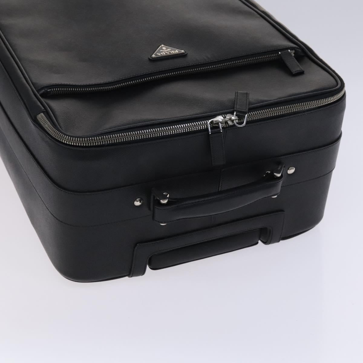 Prada Triangle Logo, Black, Leather, travel