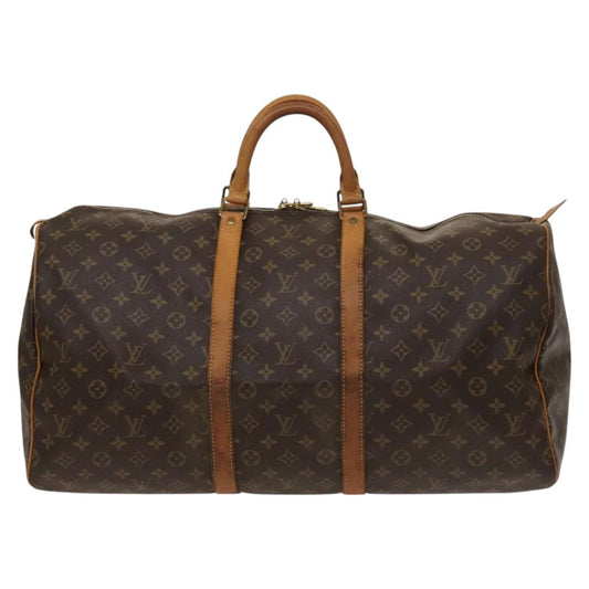 Louis Vuitton Keepall 55, Brown, Canvas, travel